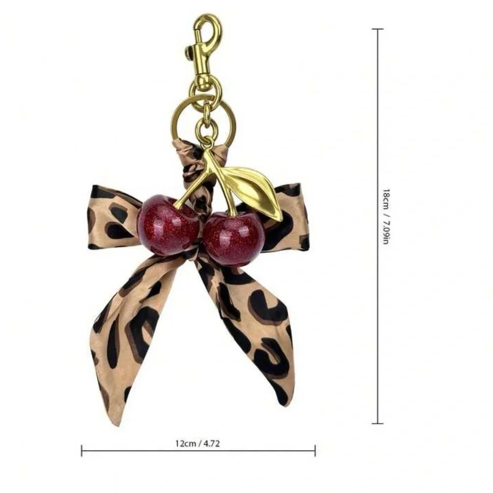 Cherry Bag Charm and Leopard Bow - Picture 6 of 6